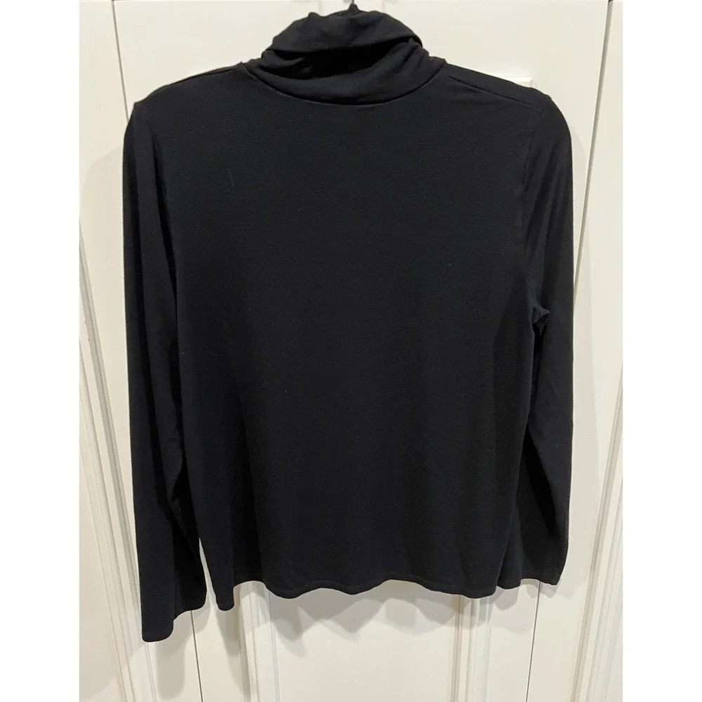 Eileen Fisher Black Knit Turtleneck Top Minimalist Capsule Basic Quiet Luxury - Picture 2 of 5